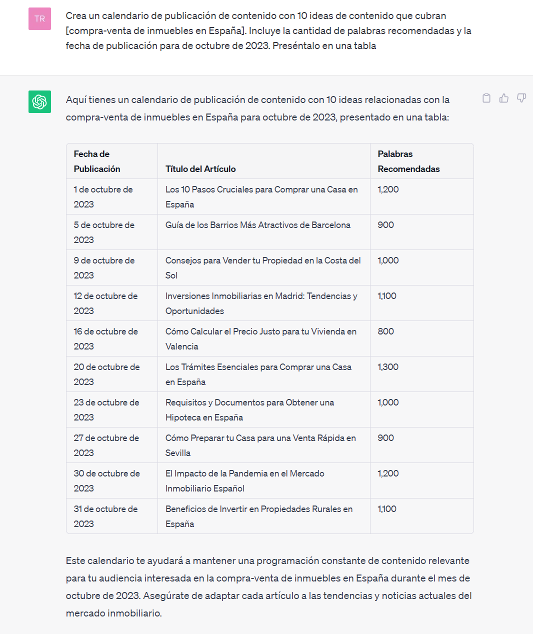CAlendario de -contenidos ejemplo Chat GPT